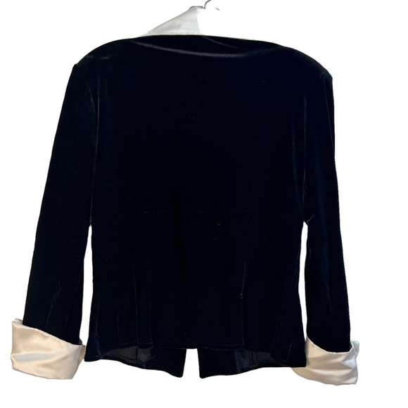 Cachet velvet black and white blouse Size M elegant cocktail attire - Picture 4 of 5